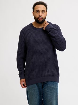 Jack & Jones Plus Size Strickpullover JPRBLUBARKLEY KNIT CREW NECK PLS, Herren, Gr. 4XL, night sky detail:solid, Strick, Obermaterial: 100% Baumwolle, JACK & JONES PLUSSIZE,