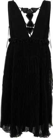 Alberta Ferretti Korte jurk met V-hals - Dames - Feestkleedjes - Zwart - M - Kleedjes