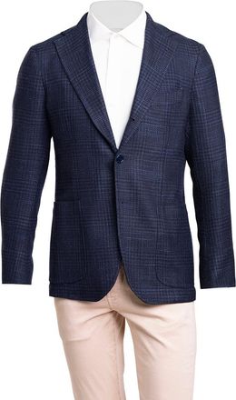 Sartorio Midnight-Blue Patterned Wool-Silk Sport Jacket