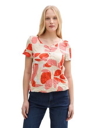 Tom Tailor T-Shirt TOM TAILOR, Damen, Gr. S (36), rot dots and shapes design, Obermaterial: 65% Polyester, 35% Viskose, bedruckt, regular fit taillenbedeckt, Run