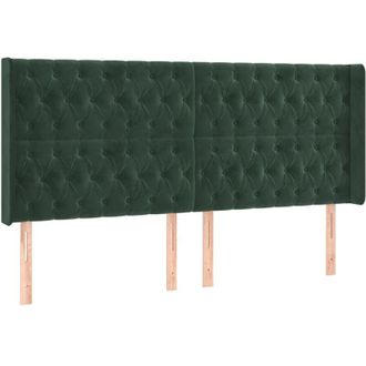 vidaXL Cabecero Con Orejas De Terciopelo Verde Oscuro 203x16x118/128cm Vidaxl