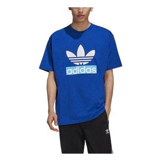 adidas originals Big Trfl Tee Logo Printing Loose Round Neck Short Sleeve Blue H16237