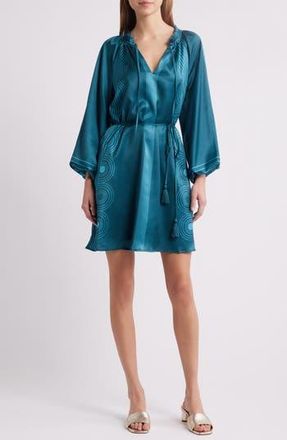 Ciebon Ritz Tie Waist Long Sleeve Dress in Green Multi at Nordstrom Rack, Size Large