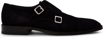 HUGO BOSS Mens Derrek Monk Capped Toe Block Heel Oxfords in Dark Blue - Size UK 7.5