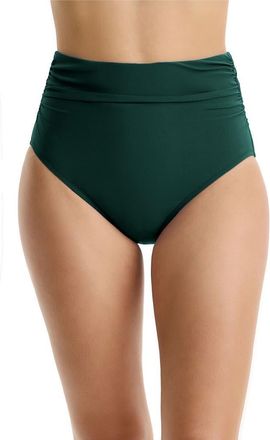 Gottex Tutti Frutti Shirred High Waist Swim Bottom in Forest-Green at Nordstrom, Size 14