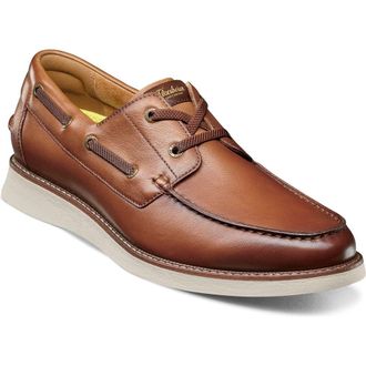Florsheim Launch Moc Toe Lace-Up Boat Shoe in Cognac Multi at Nordstrom, Size 10.5