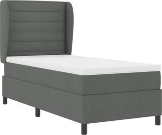 vidaXL vidaXL Box Spring Bed with Mattress in Dark Grey, 90x190 cm, Fabric