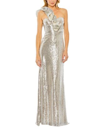 Mac Duggal Sequin Ruffled One Shoulder Gown
