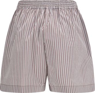 Brunello Cucinelli Womens Shorts Striped Silk White-Light Blue-Bordeaux Cotton White/light Blue/bordeaux