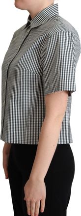 Dolce & Gabbana Womens White Green Cotton Checkered Shirt