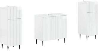 vidaXL Juego De Gabinete De Ba&ntilde;o De 2 Piezas Zwolle Blanco Brillante Vidaxl