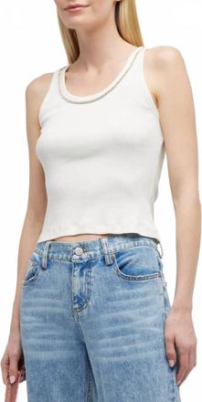 Alice & Olivia Allen Embellished Tank Top In White