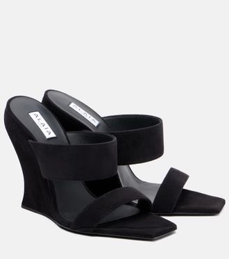 Alaia Wave 110 suede wedge mules