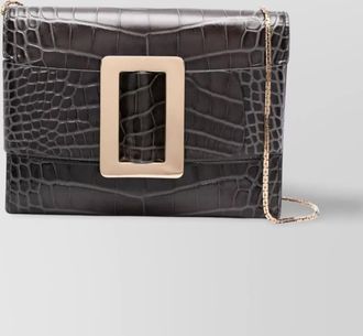 Boyy buckle travel case croco embossed leather clutch bag
