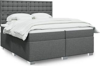 vidaXL Cama Box Spring Con Colch&oacute;n Tela Gris Oscuro 200x200 Cm Vidaxl