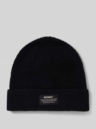 Ecoalf Beanie aus Wolle-Viskose-Mix mit Label-Detail in Black, Gr&ouml;&szlig;e 1
