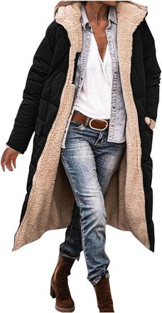 Generic Jackets For Women Uk Plus Size Womens Zip-up Hoodie Jacket Fleece Lined Warm Winter with Full Zipper Plain Sweatshirt