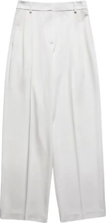 Patrizia Pepe Gelede Pantalon met Wijde Pijpen van Gabardine - Dames - Broeken - Wit - Maat: XS Gabardine