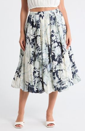 Adrianna Papell Printed Bubble Hem Skirt in Soft Cloud Vintage Floral at Nordstrom Rack, Size X-Large