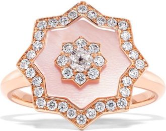 David Morris 18kt rose gold Astra mother-of-pearl and white ring - women - 18kt Gold/White Diamond - M 1/2 - Pink