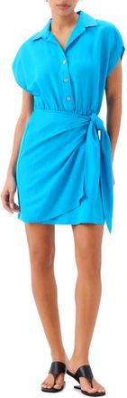 Fifteen Twenty Ryann Linen Blend Shirtdress in Turquoise at Nordstrom, Size X-Small