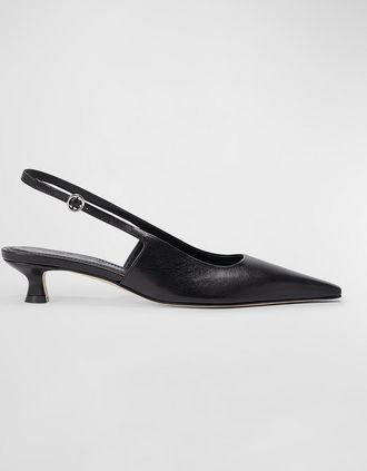 Aeyde Catrina Leather Kitten-Heel Slingback Pumps