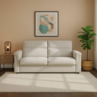 Dmora Sof&aacute; Cama 2 Plazas Biscossi, Desenfundable, Con Almacenaje Made In Italy, Apertura Abatible, 205x95 Cm Beige