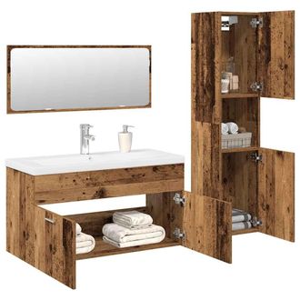 Berkfield Home 4 Piece Bathroom Furniture Set Old Wood Engineered Wood in Brown