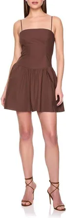 Susana Monaco Drop Waist Poplin Minidress in Brown at Nordstrom, Size X-Small