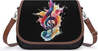 Generic Colorful Music Note Small Womens Crossbody Bags Shoulder Handbag with Adjustable Strap for Travel