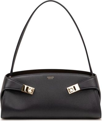 Ferragamo Hug East-West Schoudertas - Dames - Schoudertassen - Blauw - ONE Size - Leer - Tassen