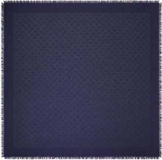 Tory Burch T Monogram Jacquard Scarf - women - Silk/Wool - One Size - Blue