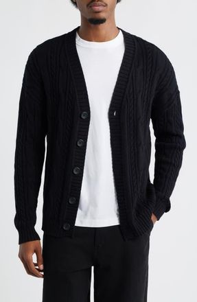 BP. Cable Cotton Cardigan in Black at Nordstrom, Size X-Small