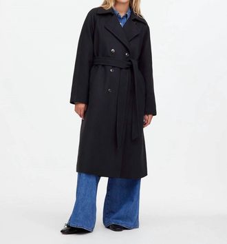 Madewell Double Breasted Waist Tie Trench Coat In True Black