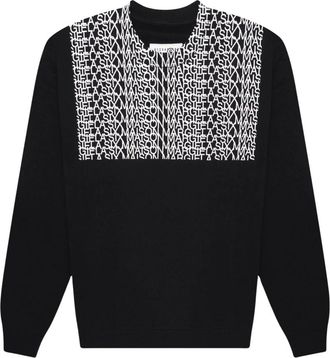 Maison Margiela Logo Print Crew Neck Sweatshirt - Heren - Sweatshirts & Hoodies - Zwart - Maat: S Katoen