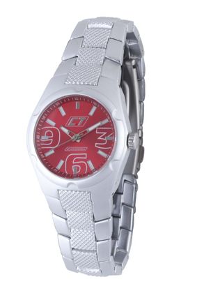 Chronotech Womens Red Silver Band Watch - One Size