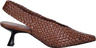 Souliers Martinez Bianca Woven Leather Pumps - Dames - Pumps - Bruin - 37 EU - Leer - Schoenen