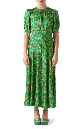 L.k. Bennett Jem Floral Puff Sleeve Maxi Dress in Green at Nordstrom, Size 8 Us