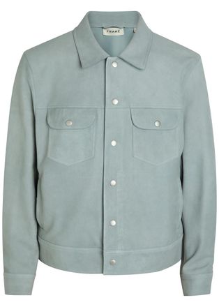 Frame Denim Suede Trucker Jacket - Light Blue - L