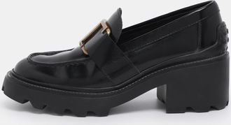 Tod's Tods Black Patent Leather Buckle Loafers