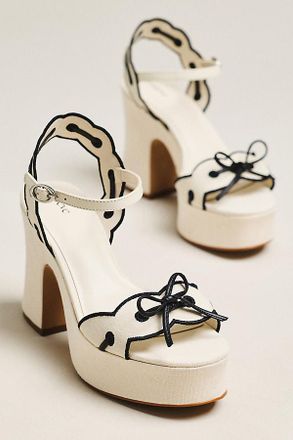 Maeve Contrast Scalloped Platform Sandals