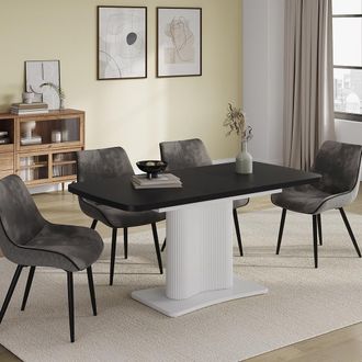 Vicco Mesa De Comedor Fenaro, Blanco/negro, 120 X 80 Cm 2 Partes, Vicco