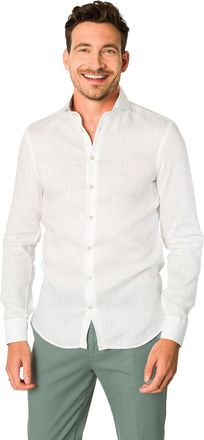 John Miller overhemd wit effen Tailored Fit 100% linnen