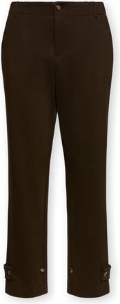 Elena Miro Slimme broek met verstelbare zoombandjes - Dames - Straight fit broeken - Bruin - XL - Katoen - Broeken