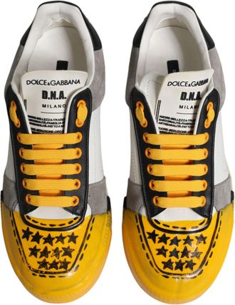 Dolce & Gabbana Mens Multicolor Miami Low Top Sneakers Shoes Calfskin Leather