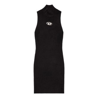 Diesel Black Ribbed Knit Mock-Neck Dress
