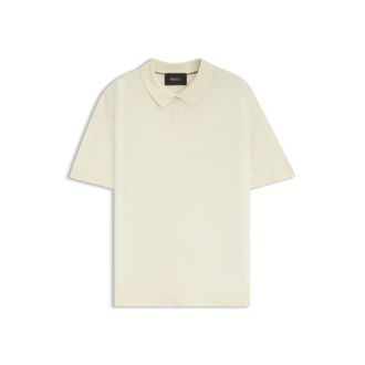 BOSS Silk knit polo with ribbed texture