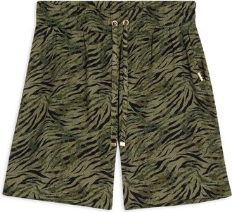 Freddy Pantaloni corti in viscosa animalier con vita elasticizzata