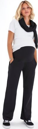Accouchée Simply Cool Foldover Waistband Stretch Cotton Jogger Pants in Black at Nordstrom, Size Large