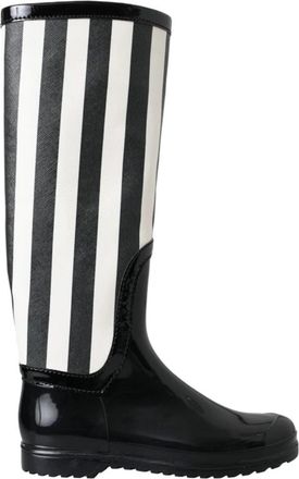 Dolce & Gabbana Kniehoge Gestreepte Laarzen - Dames - Regenlaarzen - Veelkleurig - 40 EU - Schoenen